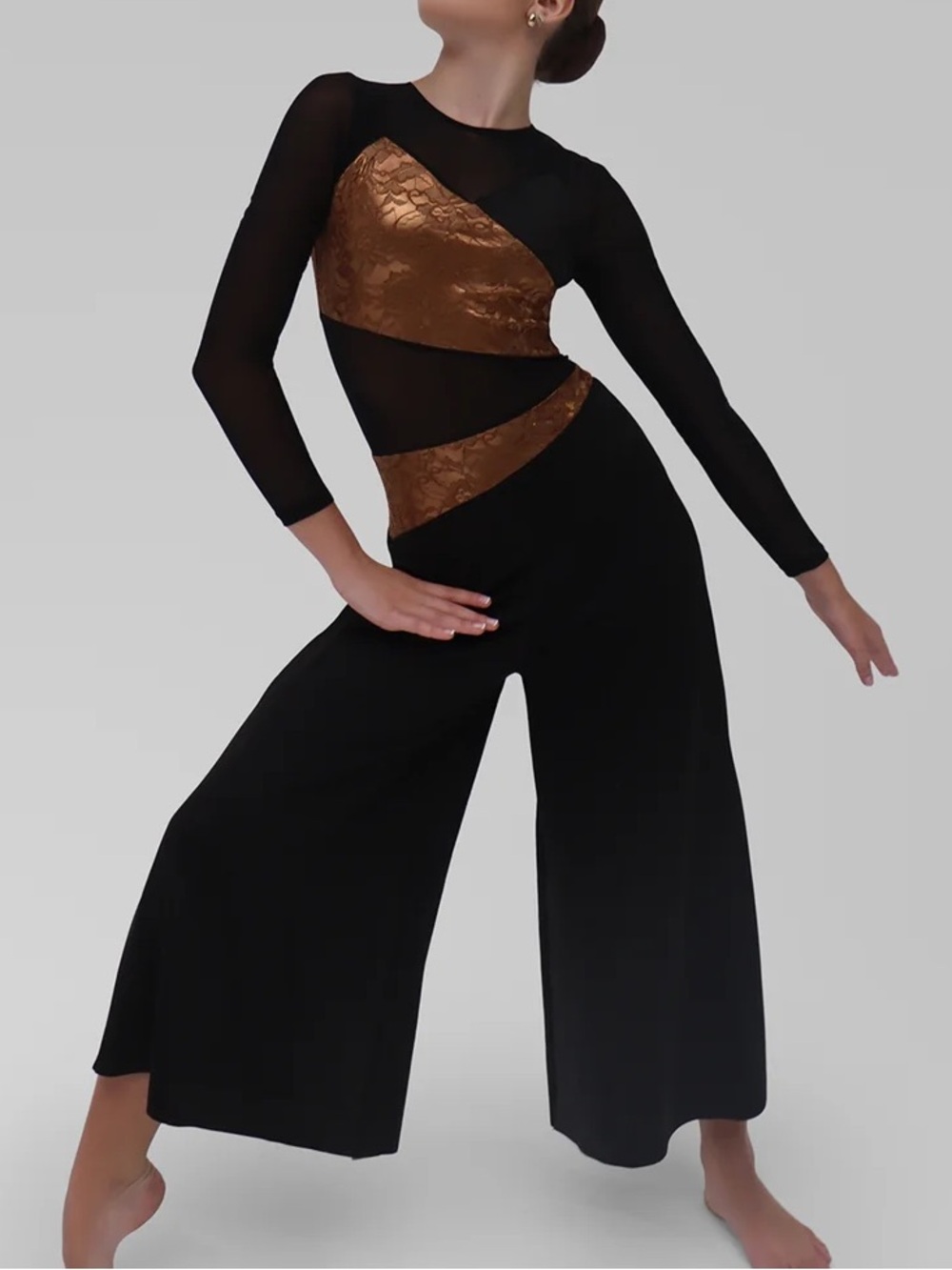 Stardom Gold & Black Jumpsuit Dance Costume
